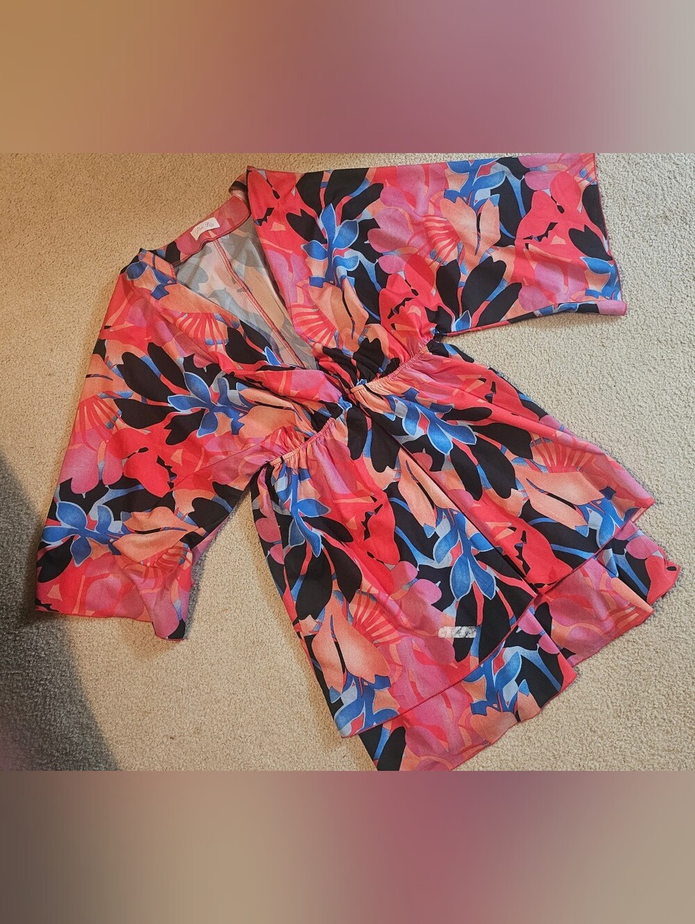 Pink Lily "Blush Floral Mini Dress" is a vibrant, resort-style Dress Size Large - Picture 6 of 9